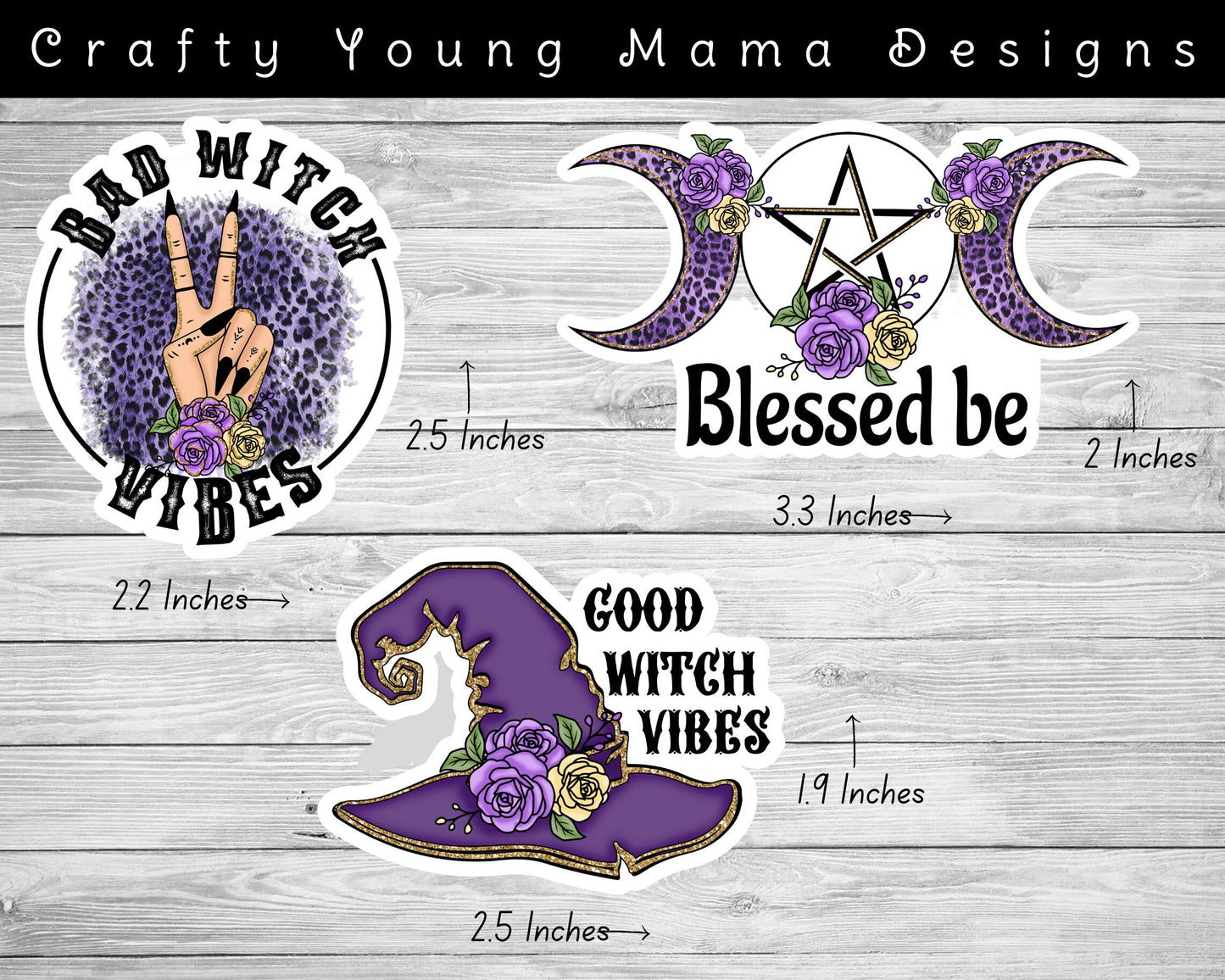 WITCHY VIBES PURPLE Stickers  - Matte Vinyl Waterproof Stickers