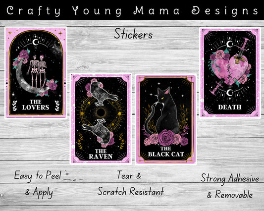 PINK GOTH TAROT Stickers  - Matte Vinyl Waterproof Stickers