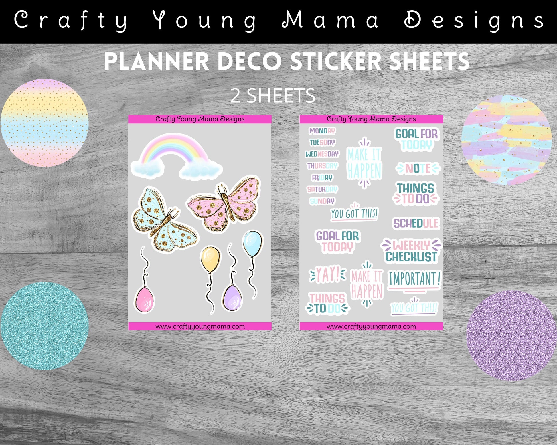 Glittery Pastel Planner Stickers Kit - Classic Planner (7”x9”)